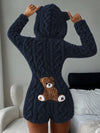 Teddy Bear Embroidered Fleece Hoodie