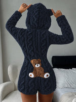Teddy Bear Embroidered Fleece Hoodie
