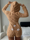 Teddy Bear Embroidered Fleece Hoodie