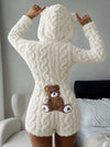 Teddy Bear Embroidered Fleece Hoodie