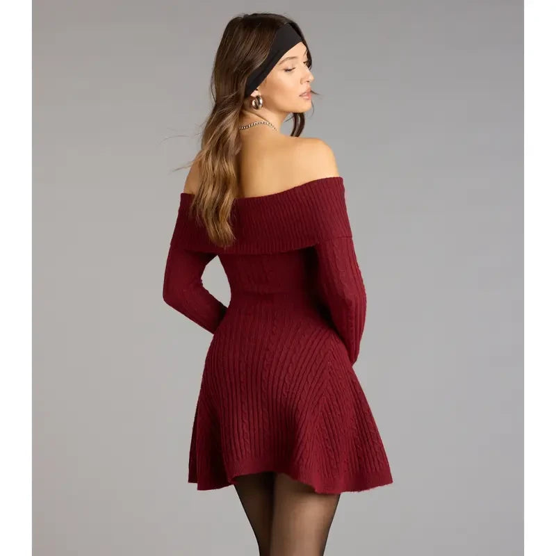 Off-The-Shoulder Holiday Mini Dress