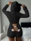Teddy Bear Embroidered Fleece Hoodie